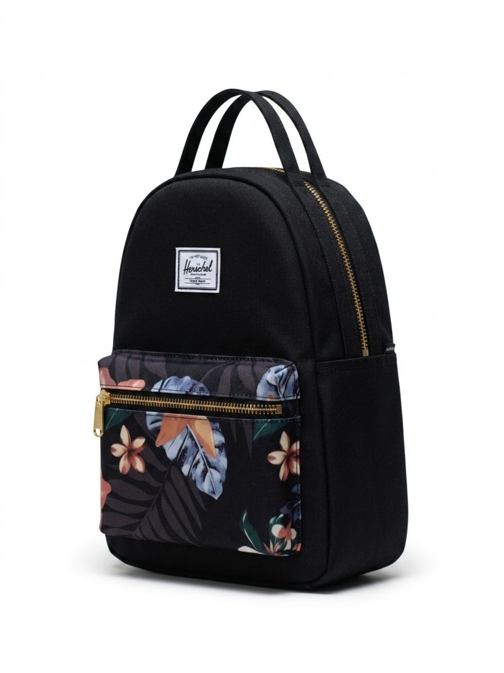 NWOT Herschel Supply Co. Nova Mini Backpack Black Tropical Floral Print Small Ba